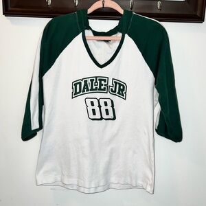 Vintage NASCAR Chase Authentics Dale Jr 88 3/4 Sleeve V-Neck Hoodie Size XL